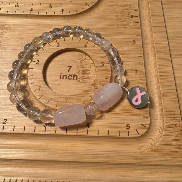 Handmade Jewelry - Clear and Pink Beaded Bracelet